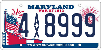 MD license plate 4AX8999