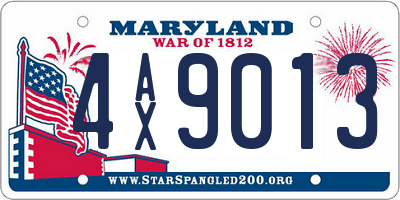 MD license plate 4AX9013