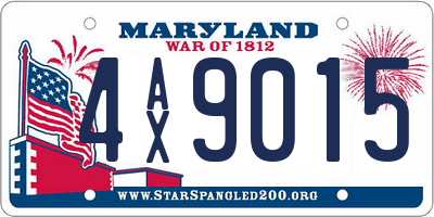 MD license plate 4AX9015
