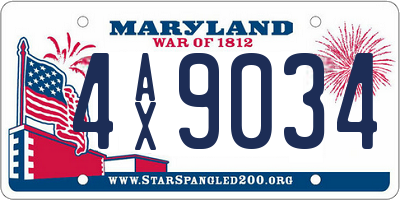 MD license plate 4AX9034