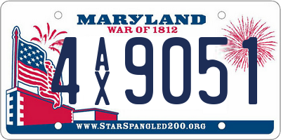 MD license plate 4AX9051
