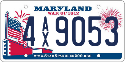 MD license plate 4AX9053