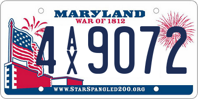 MD license plate 4AX9072