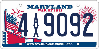 MD license plate 4AX9092