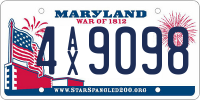 MD license plate 4AX9098