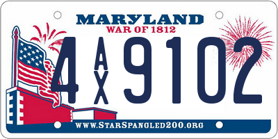 MD license plate 4AX9102