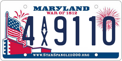 MD license plate 4AX9110