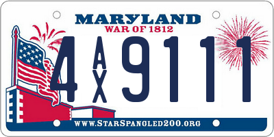MD license plate 4AX9111