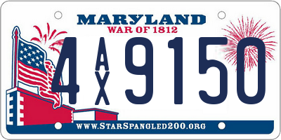 MD license plate 4AX9150