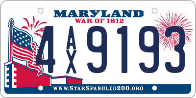 MD license plate 4AX9193