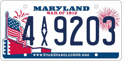 MD license plate 4AX9203