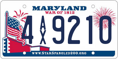 MD license plate 4AX9210