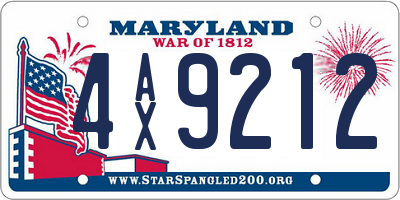 MD license plate 4AX9212