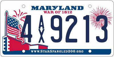 MD license plate 4AX9213
