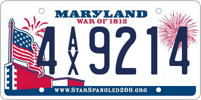 MD license plate 4AX9214