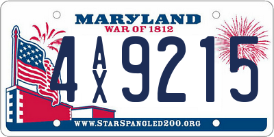 MD license plate 4AX9215