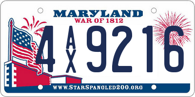 MD license plate 4AX9216