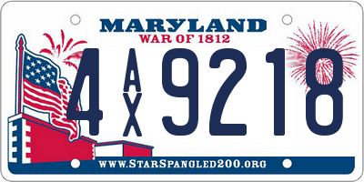 MD license plate 4AX9218