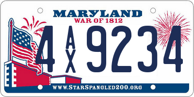 MD license plate 4AX9234