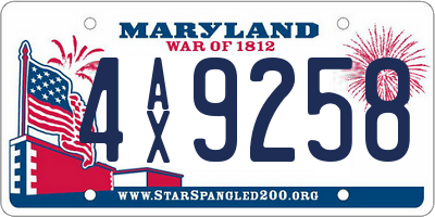 MD license plate 4AX9258