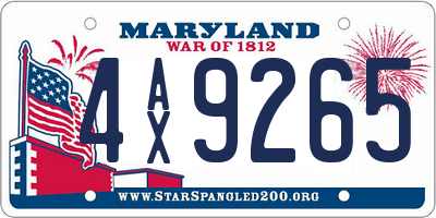 MD license plate 4AX9265