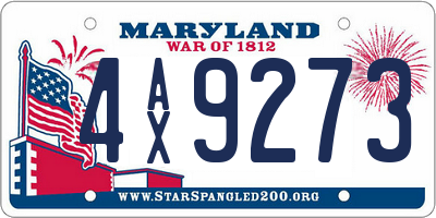 MD license plate 4AX9273