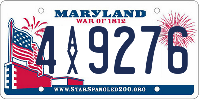 MD license plate 4AX9276
