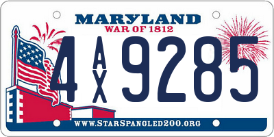 MD license plate 4AX9285