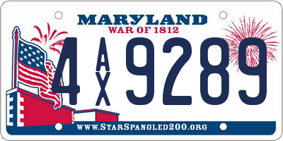 MD license plate 4AX9289