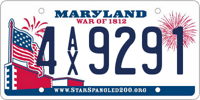 MD license plate 4AX9291