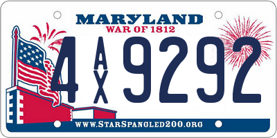 MD license plate 4AX9292