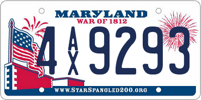MD license plate 4AX9293