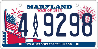 MD license plate 4AX9298