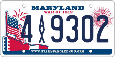 MD license plate 4AX9302