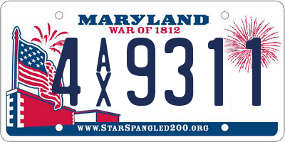 MD license plate 4AX9311