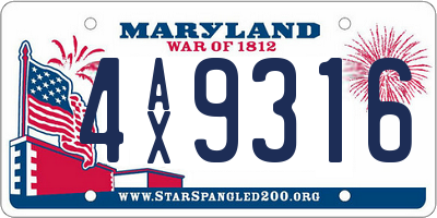 MD license plate 4AX9316