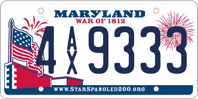 MD license plate 4AX9333