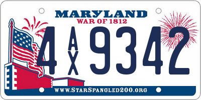MD license plate 4AX9342