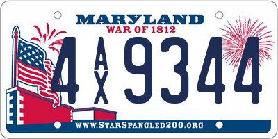 MD license plate 4AX9344