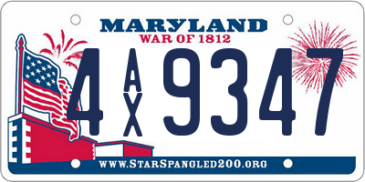 MD license plate 4AX9347