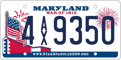 MD license plate 4AX9350
