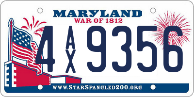 MD license plate 4AX9356