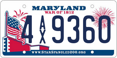 MD license plate 4AX9360