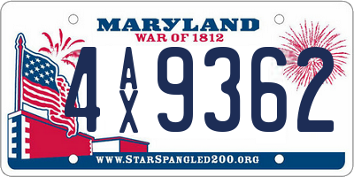 MD license plate 4AX9362