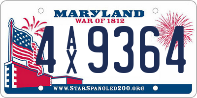 MD license plate 4AX9364