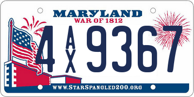 MD license plate 4AX9367