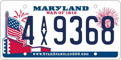 MD license plate 4AX9368