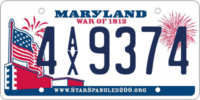MD license plate 4AX9374