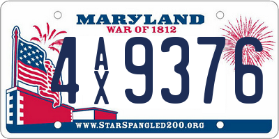 MD license plate 4AX9376
