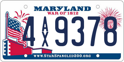 MD license plate 4AX9378